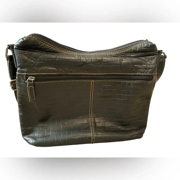 Jack Georges Faux Woven Buffalo Leather Adjustable Shoulder Crossbody Bag. - Picture 2 of 15